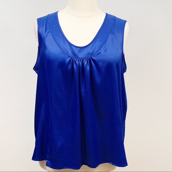 Kasper Tops - Kasper blue satin tank top 2X